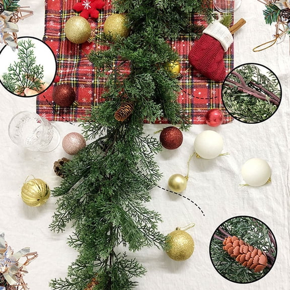 sruoe Artificial Christmas Garland, Faux Greenery Garland, Christmas Garlands Wreaths Rattan, Rose Vine Garland, Fake Hanging Vines for Home Table Door Stairs Fireplace Outdoor Decoration