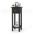 thumbnail image 5 of Slim Nightstand with Drawer & Shelf - 2 Tier Bedside Table - Vintage Style End Table - Living Room, Bedroom - Wood MDF - 16"x16"x35", 5 of 9
