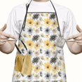 thumbnail image 2 of White Yellow Gray Flower Sunflower Pattern Apron-Garden Aprons for Women with Pockets-Cotton Linen Waterproof Kitchen Cooking Gardening Aprons Adjustable for Kitchen,Cooking,BBQ and Salon 33x27 Inch, 2 of 7