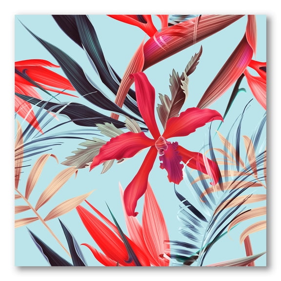 Designart ' VIntage Tropical Flowers IV ' Traditional Canvas Wall Art Print