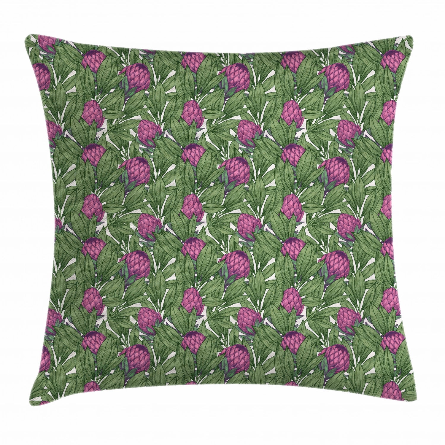 Protea Throw Pillow Cushion Cover, Vintage Arts and Crafts