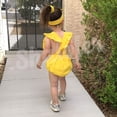 thumbnail image 4 of Shalofer Bebé Niñas Un Año Trajes Primer Cumpleaños Mameluco Lindo Volantes Sin Espalda Mono Con Diadema (Amarillo 6-12 Meses), 4 of 5