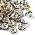 thumbnail image 2 of 50pcs Iron Flat Round Spacer Beads with Colorful Rhinestone Silver 8mm, 2 of 5