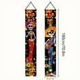 thumbnail image 3 of 2 pieces, 2D Flat Halloween and the Day of the Dead atmosphere porch hanging logo decorative banner, Halloween couplets with skull couple pattern, holiday home hanging flag, suitable for front door,, 3 of 5