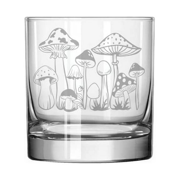 11 oz Rocks Whiskey Old Fashioned Glass Mushrooms