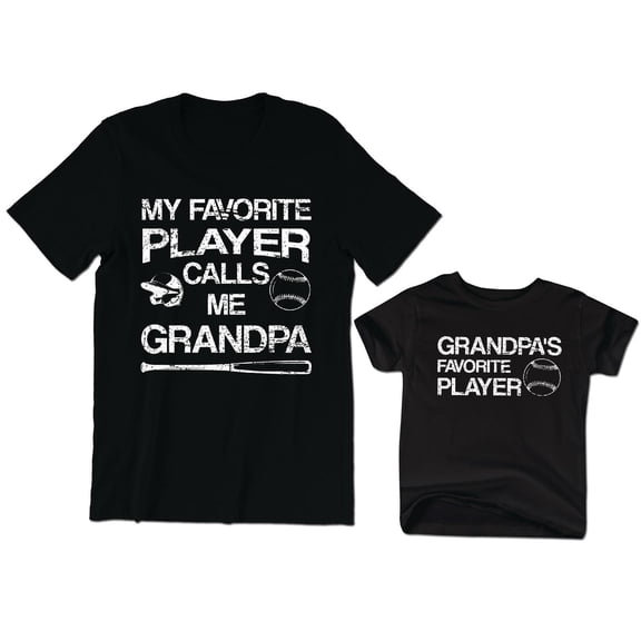 My Favorite Player Calls Me Grandpa Men's T-Shirt Baseball Softball Graphic Tee Grandpa's Favorite Player Kids Toddler Shirt Youth