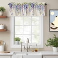 thumbnail image 2 of Purple Flower Valance Curtain for Windows Watercolor Purple Wisteria Floral Butterfly Vintage Linen Texture Rod Pocket Curtain Valances Short Window Treatments for Kitchen Bathroom 60 x 18 Inch, 2 of 9