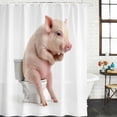 thumbnail image 2 of Pig Sitting on The Toilet Thinking Bathroom Shower Curtains with Hooks, Abstract Funny Animal Waterproof Fabric Washable Shower Curtain for Home Hotel Bathtub Decor 72x72 Inch, 2 of 9