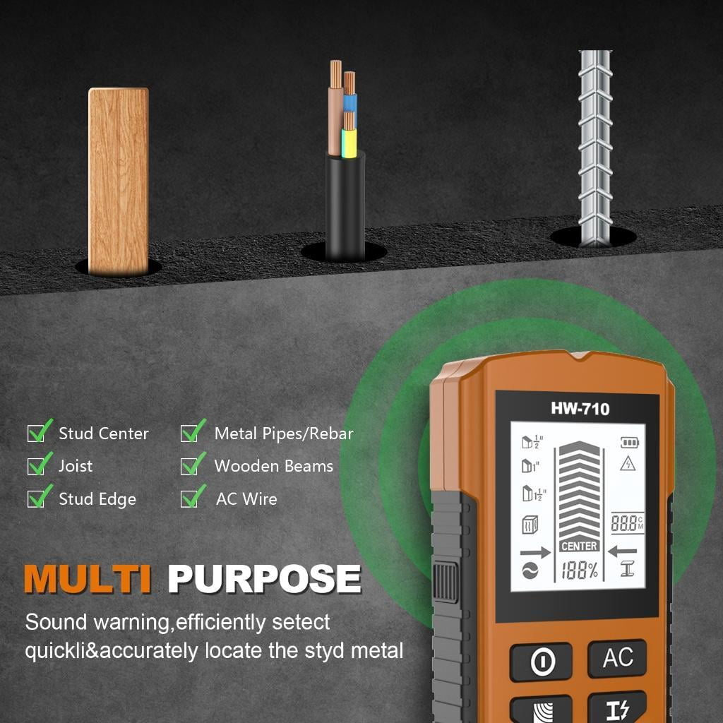 Wall Scanners Studs Finders Electronic Measuring Instrument Ergonomic Grip Scanners LCD Screen for Detecting Metal & Wi