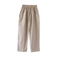 thumbnail image 3 of Itsame Womens Loose Long Pants Pocket Relaxed High Waisted Wide Leg Sweatpants Beige Size 5XL, 3 of 5