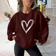 thumbnail image 1 of kkbbma Liquidation à Moins de 1$ Chandails en Molleton Imprimé Cœur pour Femmes Automne Décontracté Manches Longues Hauts Confortables Légers Col Rond Chandail, 1 of 4