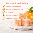 thumbnail image 3 of Turkish Delight Orange Flavor 450g (~1lb) - Traditional Lokum Candy with Citrus Orange Taste - Soft Chewy Gourmet Dessert - No Additives - Made with Sugar Beet, 3 of 5