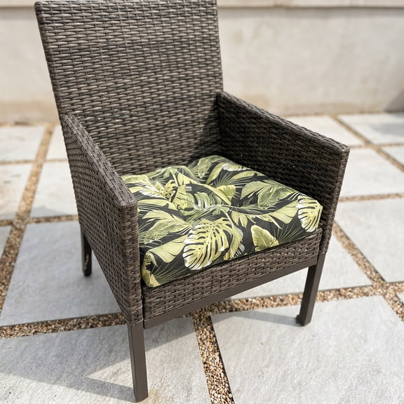 Patio Tufted Seat Pads (set of 2)- Green Palm