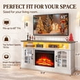 thumbnail image 5 of PAPROOS Fireplace TV Stand with LED Lights for 65" TVs, Electric Entertainment Center with 23'' Fireplace, for 400 Sqt Heating Area, Brown Tabletop&White Cabinet, 5 of 9