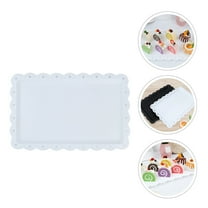 ifundom 2-Pack White Rectangle Cake Platter Plastic Dessert Serving Trays Elegant Design for Wedding Parties and Special Occasions