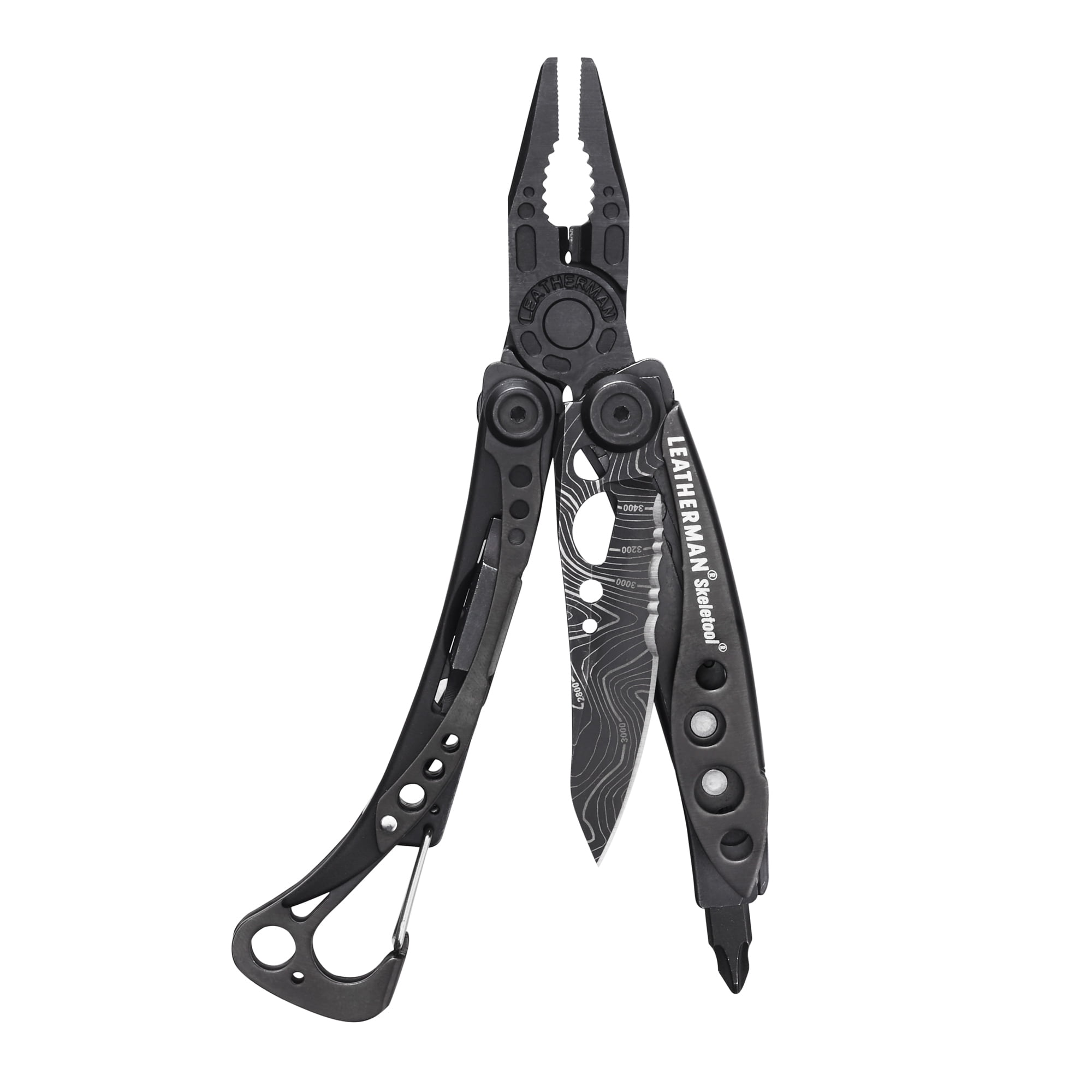 LEATHERMAN, Skeletool Lightweight Multitool with Combo Knife and Bottle Opener, Topographical