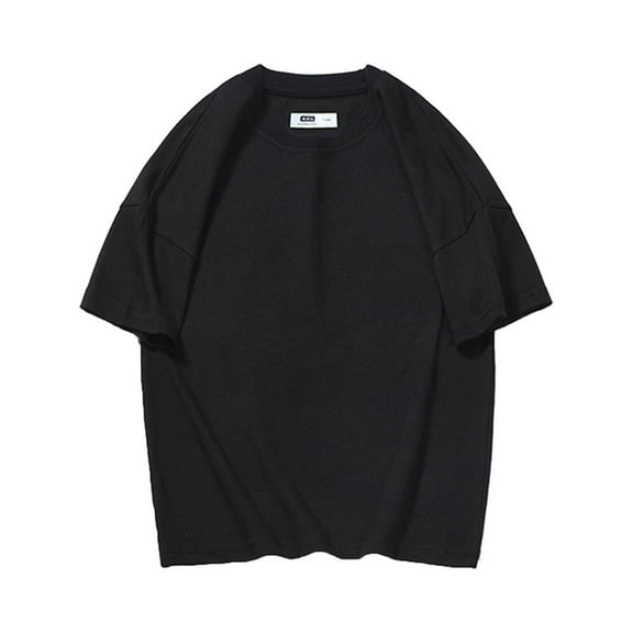 LNMQLPDBS Kids T Shirts Short Sleeve Crewneck Solid Color Tops Drop Shoulder Basic Layering Breathable Tees Tween Girls Trendy Clothes Casual Loose Oversized Shirt Black 6-7 Years