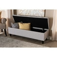 thumbnail image 5 of Brette Mid-Century Modern Grayish Beige Fabric Upholstered Wood Storage Bench Ottoman, 5 of 5