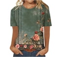 thumbnail image 2 of Puntoco Liquidación de blusas cortas para mujer, blusa informal de manga corta con cuello redondo y estampado para mujer, 2 of 4