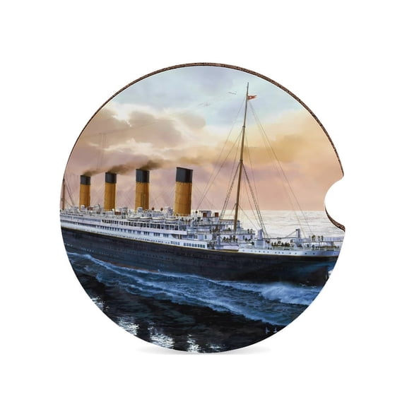 Retro Titanic Famous Old Historic Car Coasters for Drinks with A Finger Notch for Easy Removal Cup Holder Coaster Cute Car Interior Accessories 1PCS