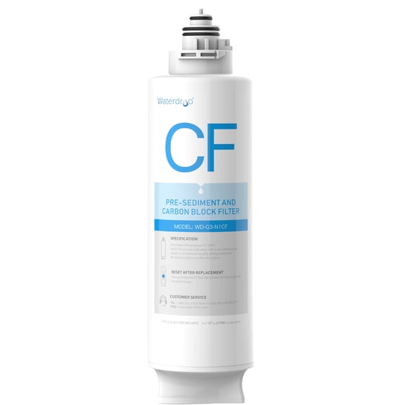 Waterdrop Pre Sediment and Carbon Block Replacement Water Filter for WD-G3-W Reverse Osmosis System