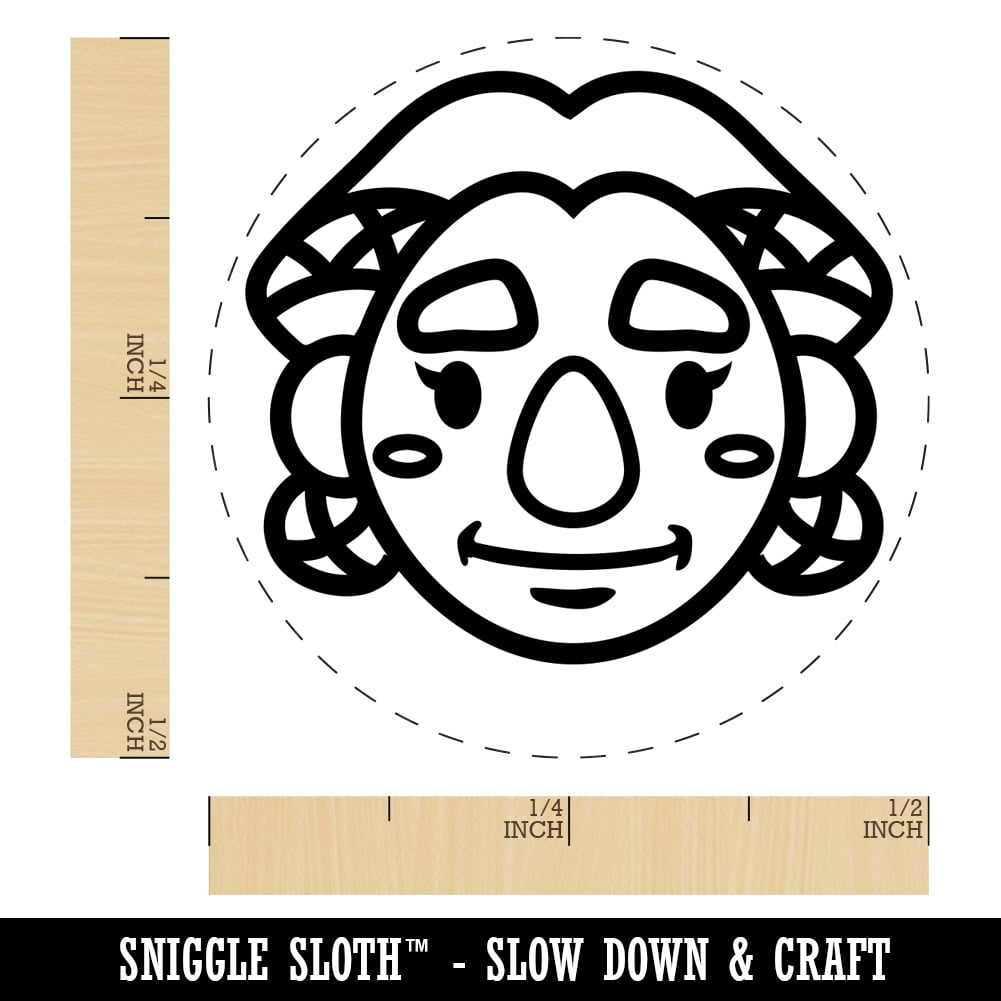 Dwarf Female Character Face Self-Inking Rubber Stamp Ink Stamper - Brown Ink - Mini 1/2 Inch