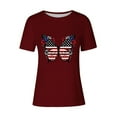 thumbnail image 4 of DDAPJ pyju Patriotic Shirts for Women Round Neck Short Sleeve T-Shirt 4th of July Shirts Novelty Graphic Tees USA Flag Star Stripe Tops Prime Sales Wine S, 4 of 5