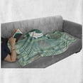 thumbnail image 6 of Japanese Soft Flannel Fleece Throw Blanket, Dolphin Couple on Geometrical Featured Round and Squared Backdrop Print, Cozy Plush for Indoor and Outdoor Use, 50" x 60", Green Pink, by Ambesonne, 6 of 6