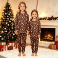 thumbnail image 2 of Wuceii Matching Family Christmas Pajamas Sets - Seasonal Brown Bells & Baubles Print Long Sleeve Tops+Pants Sleepwear, Christmas Eve Sleepover Outfits Matching Pajamas for Holiday for 6 Years Pjs, 2 of 7