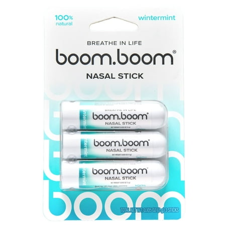 BoomBoom Nasal Stick (3-Pack) | Vapor Flow Technology™ | Cool Refreshing Sensation | Natural Mood Boost | Simple Ingredients | Essential Oils + Menthol Inhaler (Wintermint)