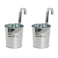 thumbnail image 1 of 2PCS Hanging Flower Pots With Hook,Metal Iron Bucket Plant Pot for Railing Fence Balcony Garden,Silver, 1 of 5