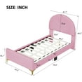 thumbnail image 2 of Twin Size Upholstered Platform Bed with Classic Semi-Circle Shaped Headboard and Mental Legs, Velvet, 2 of 9
