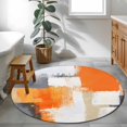 thumbnail image 4 of Burnt Orange Grey Round Area Rug 4 FT, Non Slip Indoor Outdoor Rug, Abstract Geometric Oil Painting Modern Washable Soft Circular Carpet Non-Shedding Floor Mat for Coffee Table Nursery Foyer Balcony, 4 of 8
