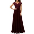 thumbnail image 2 of Franhais Women's Long Evening Dress, Solid Color Lace Patchwork Backless V Neck Elegant Dress, 2 of 7