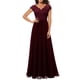thumbnail image 2 of SAYOO Vestido de Noche Largo para Mujer, Vestido Elegante con Escote en V sin Espalda de Patchwork de Encaje de Color sólido, Ropa Simple de una Pieza SAYOO casual, 2 of 9