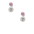 thumbnail image 2 of Delight Jewelry Silvertone Disc 1/2'' Number - 7 - Pink Crystal Clip on Earrings, 2 of 5