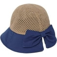 thumbnail image 3 of CoCopeaunts Summer Bucket Hat for Women Split Brim Bow Decor Dome Mesh Basin Hat Anti UV Two-Color Patchwork Fisherman Hats, 3 of 8
