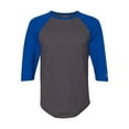 thumbnail image 2 of Champion Mens Ringspun Slub Baseball T-Shirt (CP75), Charcoal Heather/Athletic Royal, Small, 2 of 3