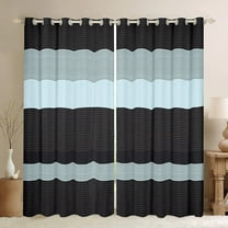 Erosebridal Geometric Stripes Curtains Pack of 2 (42Wx63L),Black Blue Black Out Curtains,Abstract Artwork Curtains for Living Room,Lines Room Decoration
