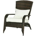 thumbnail image 4 of Yardi Yarda Patio Wicker Adirondack Chair with Soft Cushions, Outdoor All-Weather Rattan Fire Pit Chair with Tall Curved Backrest and Comfortable Armrests, Cream White, 4 of 11
