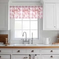 thumbnail image 3 of Pink Floral Print Valance Curtains for Kitchen/Living Room/Bathroom/Bedroom Window, Rod Pocket Small Topper Half Short Window Curtains Voile Sheer Scarf, Checkered Bow Rose Flower Gingham 54"x18", 3 of 8