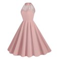 thumbnail image 3 of Women's 1950 Vintage Retro Rockabilly Dress Cocktail Party Prom Swing Dresses Women's Comfy Summer Short Sleeve Round-Neck Solid Point Party Dress Pink XXL, 3 of 8
