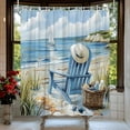 thumbnail image 2 of Summer Beach Coastal Shower Curtain Blue Sea Ocean Landscape Beachy Recliner Chair Hat Starfish Hawaii Scenery Waves Seaside Bath Curtain Fabric Bathroom Accessories Decor with Hooks, 2 of 7