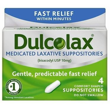 Dulcolax Comfort-Shaped Laxative Suppositories, Relief Constipation, 4Ct, 2-Pack