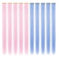 thumbnail image 1 of FYHTSD 10 piezas de clip de extensión de cabello de color azul claro y rosa claro en postizos coloridos, resaltado de fiesta de princesa, múltiples piezas de peluca para adolescentes/niñas/mujeres, 1 of 5