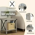 thumbnail image 5 of Large End Table Farmhouse Side Table Industrial Style Sofa Table Metal X Accent Wood Coffee Table NightStand with Storage Shelf for Living Room Bedroom Oak Grey MLBZ16Z, 5 of 9