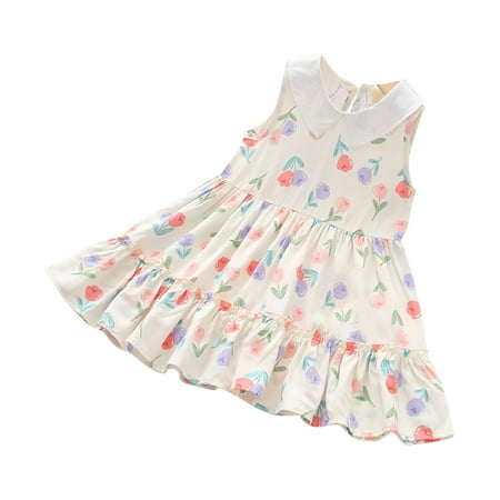 

Toddler Girls Casual Dresses Kids Dresses Clearance Toddler Kids Baby Girls Fashion Cute Flying Sleeve Sweet Flower Print Ruffle Dress
