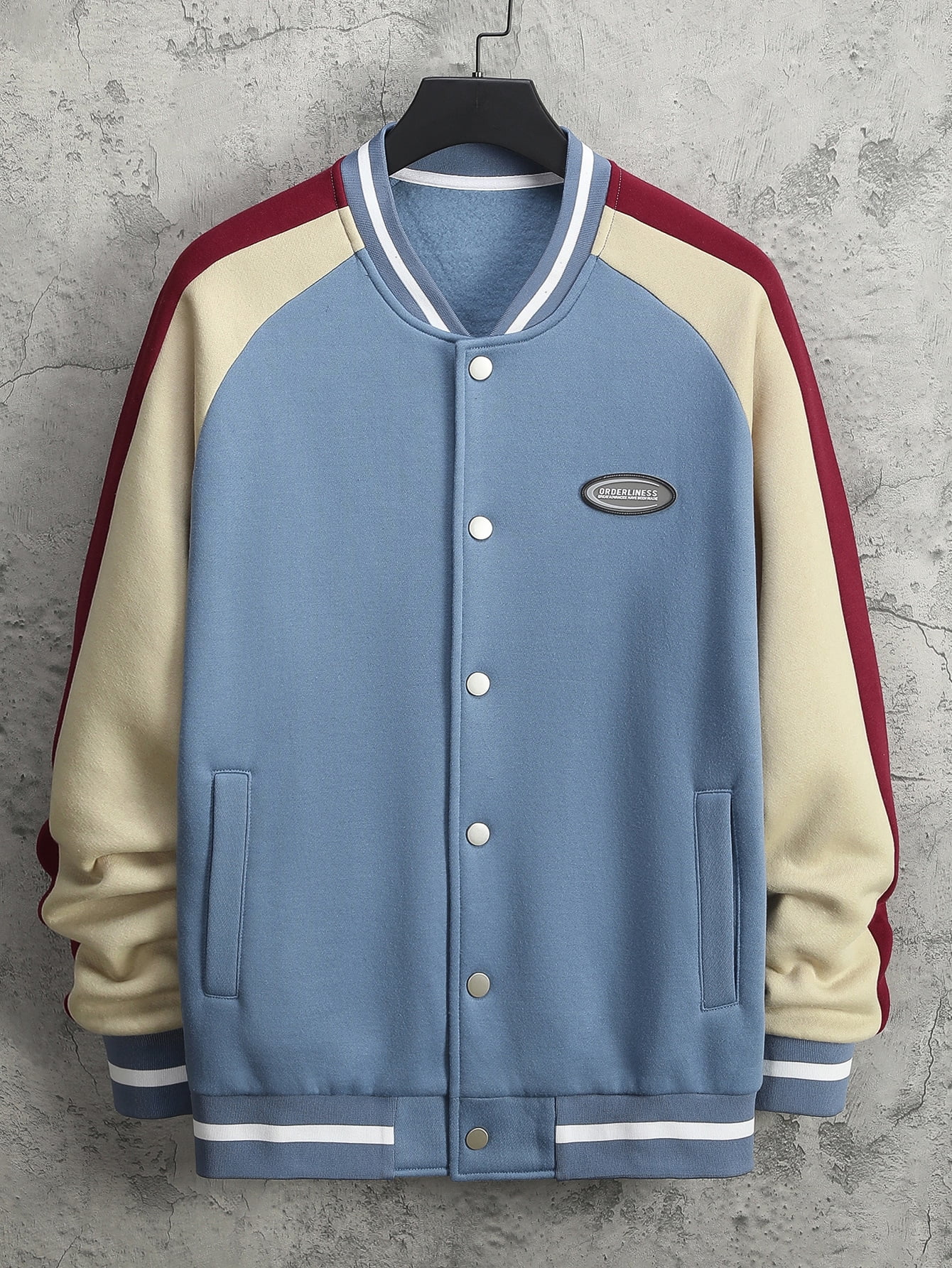 Preppy Multicolor Men Letter Patched 