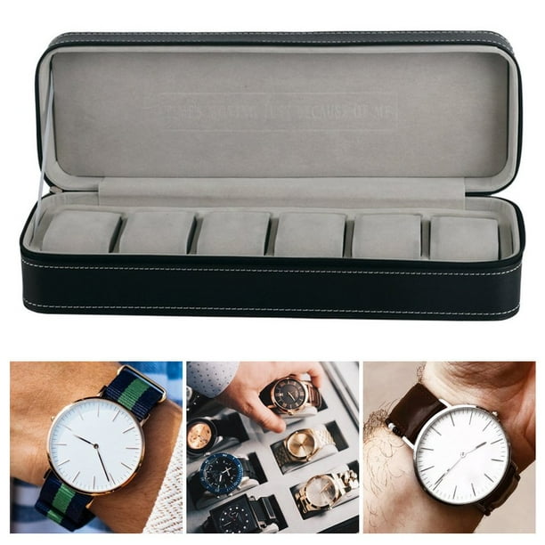 Portable 6 Slots Watch Display Box Storage Organizer With Zipper