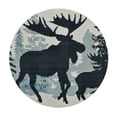thumbnail image 4 of Orinice Moose Silhouettes Plaid Round Table Cover Stain Resistant Washable Indoor Outdoor Tablecloth Kitchen Dining Wedding Parties 100% Polyester Fiber 38-42, 4 of 8